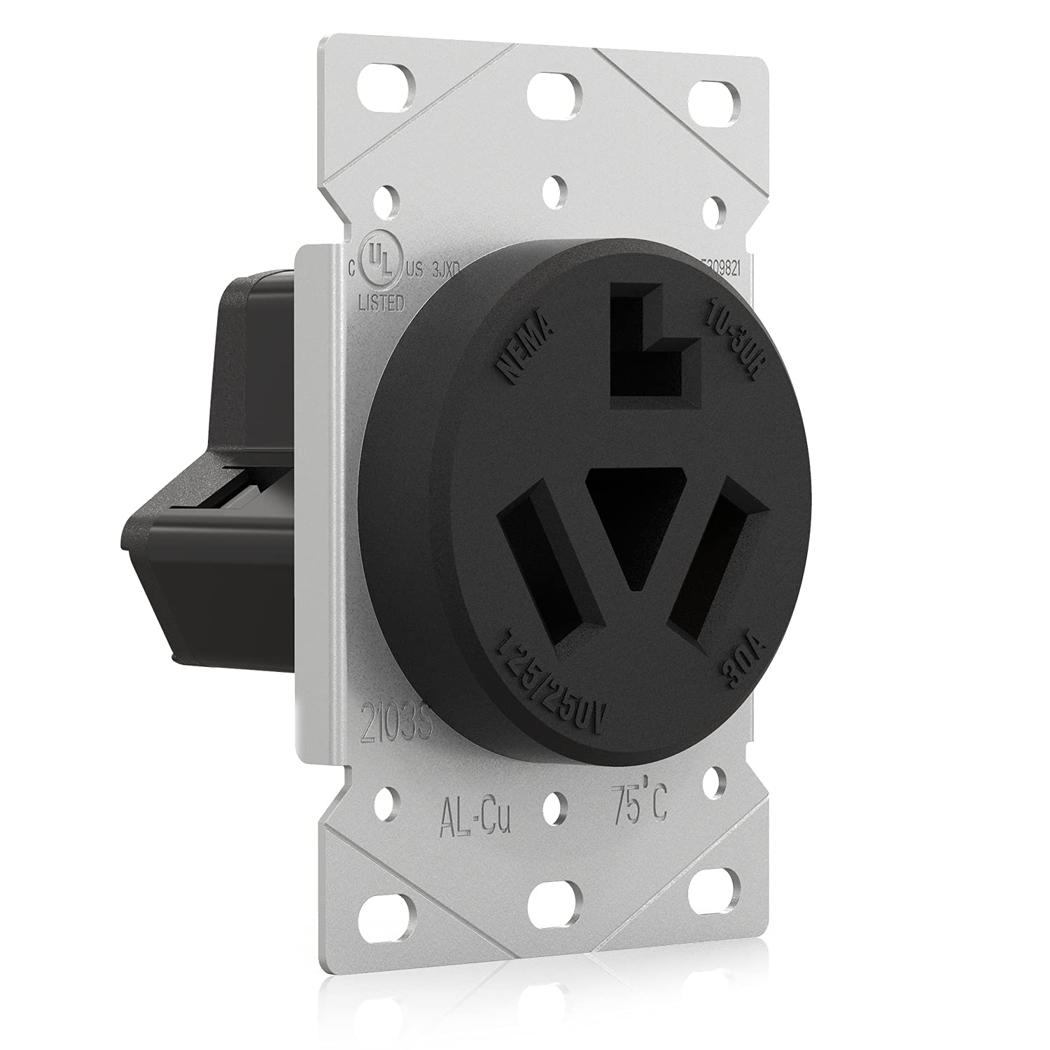 ELEGRP 30/50 Amp Flush Mount Power Receptacle, NEMA 10-30R & 10-50R Outlet, and Heavy Duty Plug, NEMA 10-30P & 10-50P, 125/250V, UL Listed