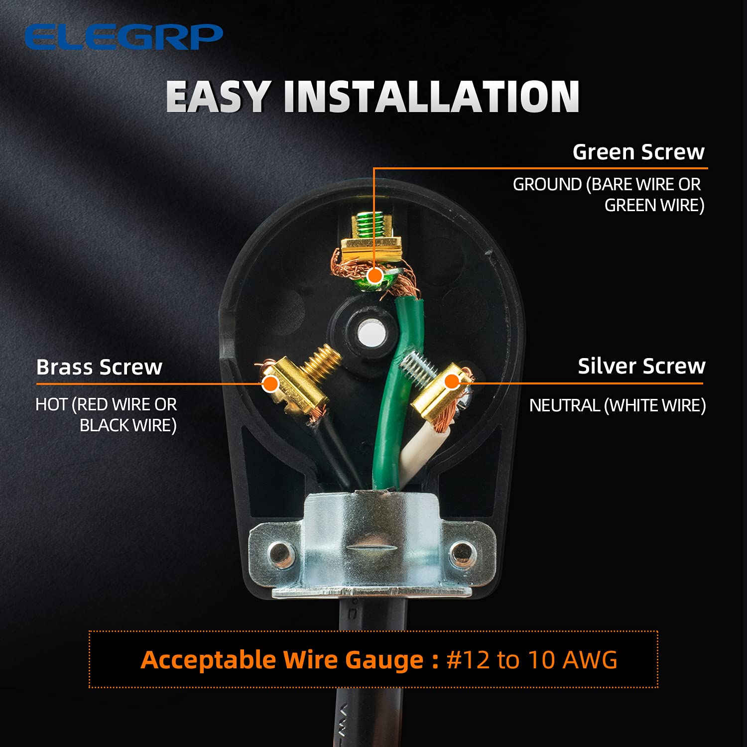 ELEGRP 30 Amp RV Receptacle, Flush Mount NEMA TT-30R Outlet & Heavy Duty NEMA TT-30P Plug, 125V, 2 Pole 3 Wire, UL Listed