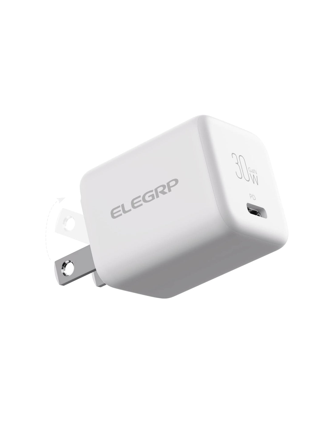 ELEGRP 30W USB C GaN Charger Cube, PD Power Delivery Fast Type C Charging Block, Wall Charger with Foldable Plug for iPhone , iPad, Pixel, AirPods, Galaxy and More