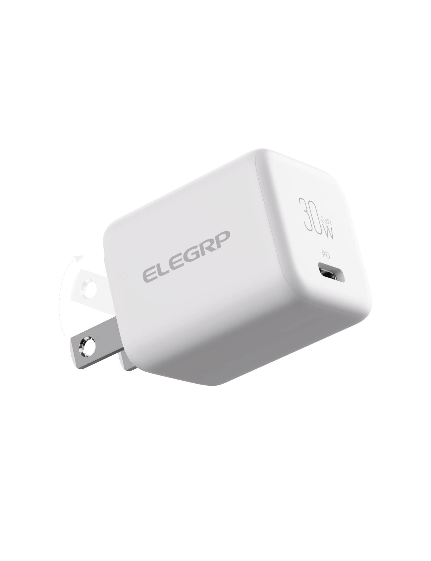 🔥50% OFF🔥 ELEGRP 30W USB C GaN Charger Cube, PD Power Delivery Fast Type C Charging Block, Wall Charger with Foldable Plug for iPhone , iPad, Pixel, AirPods, Galaxy and More