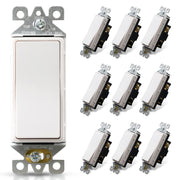 ELEGRP Decorative Light Switch, 3-Way, Self-Grounding, 15A 120-277V, UL Listed, 10 Pack