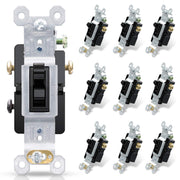 ELEGRP Standard Light Switch, Decorative Single Pole, Self-Grounding, 15A 120-277V, UL Certified, 10 Pack