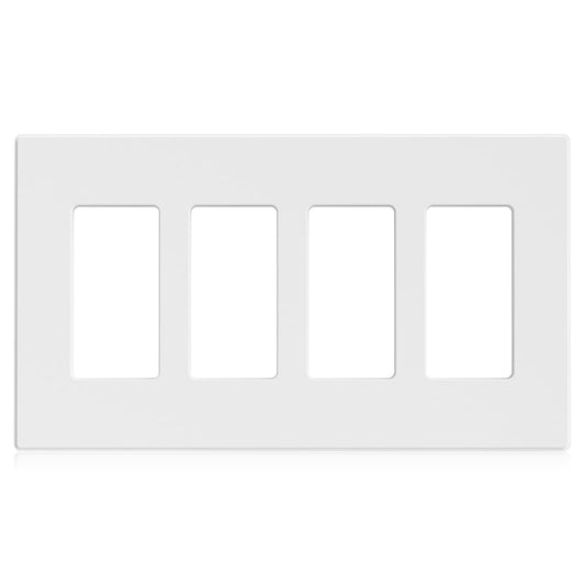 ELEGRP 4-Gang Screwless Decorative Wall Plates, Mid-Size Unbreakable Thermoplastic Faceplate Cover for Decorator Receptacle Outlet Switch, UL Listed