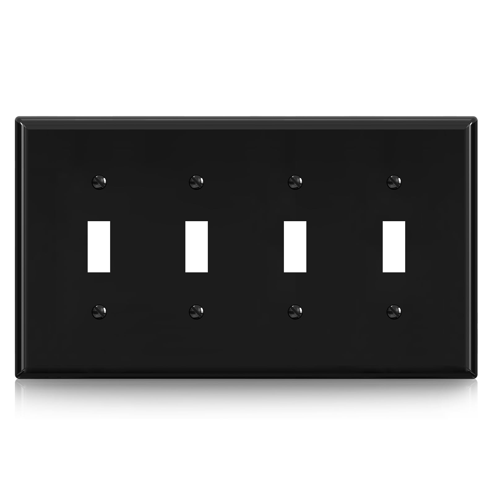 ELEGRP 4-Gang Toggle Switch Wall Plate, Mid-Size 4.88" x 8.57", Unbreakable Thermoplastic, Matte Finish, UL Listed (1 Pack)