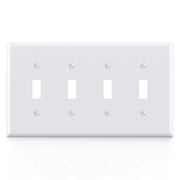 ELEGRP 4-Gang Toggle Switch Wall Plate, Mid-Size 4.88" x 8.57", Unbreakable Thermoplastic, Matte Finish, UL Listed (1 Pack)