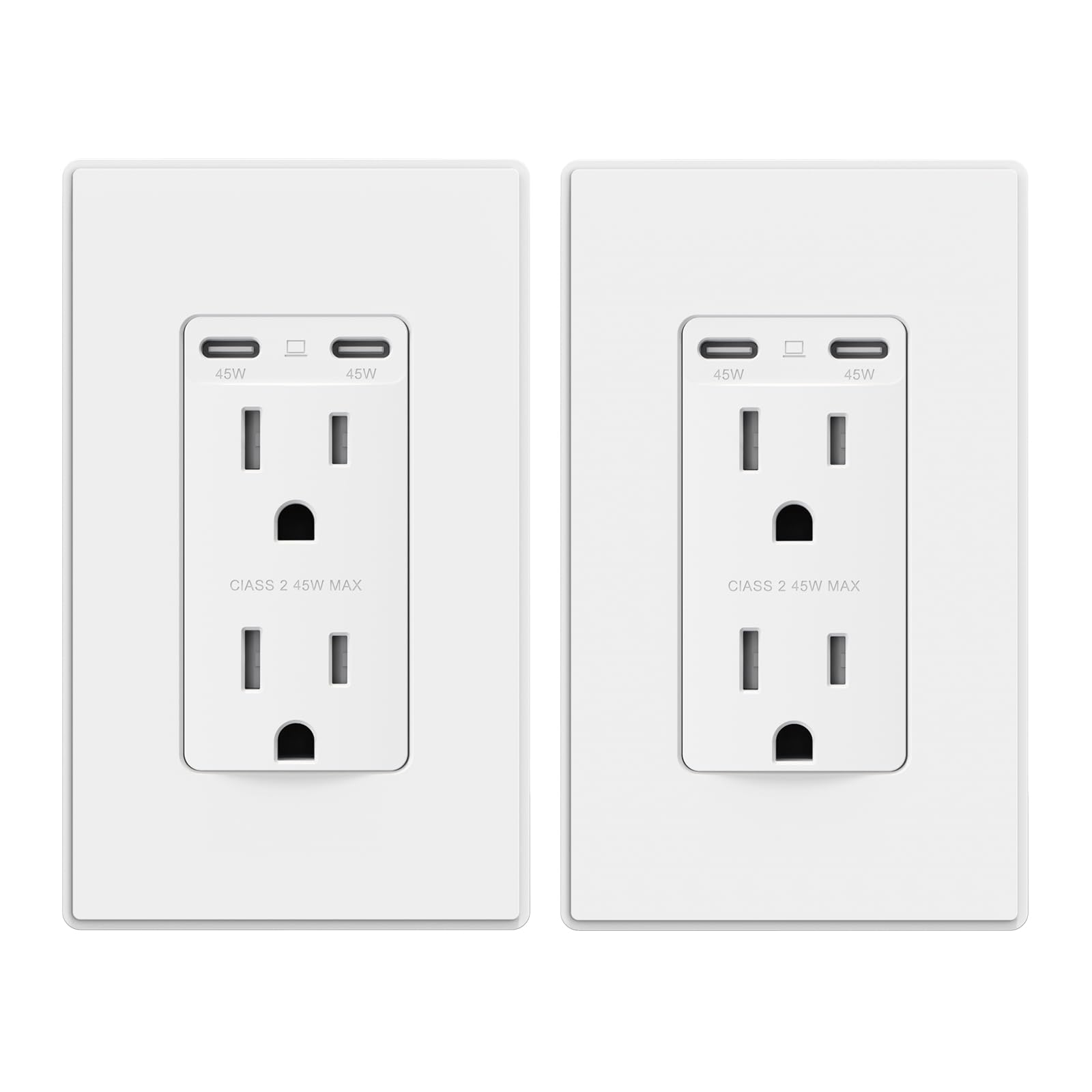 USB C/C, 45W Total Output, Fast Charging Outlet with 15A/20A, Tamper-Resistant Wall Outlet
