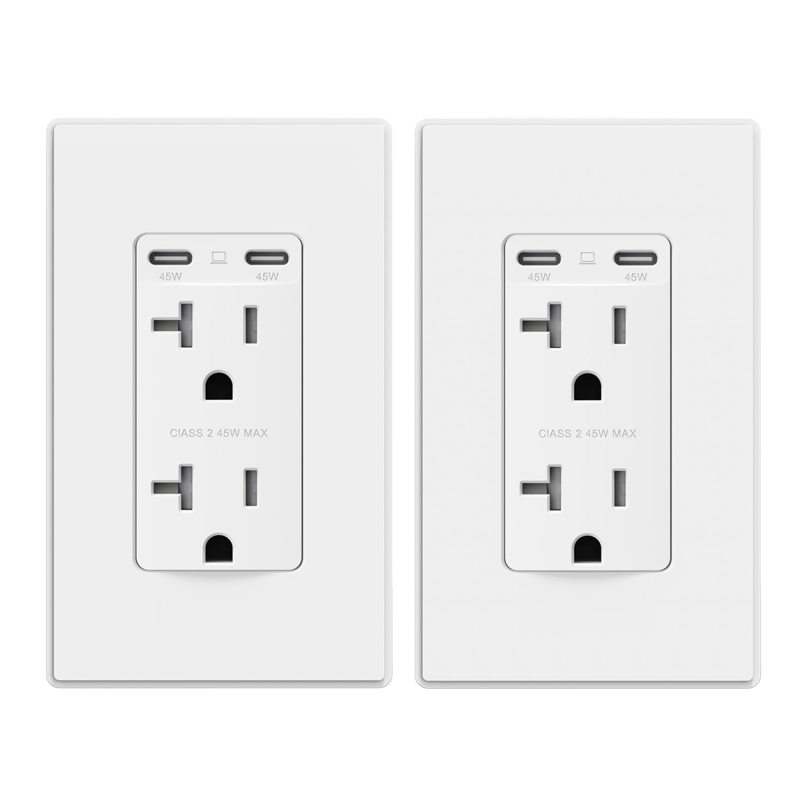 USB C/C, 45W Total Output, Fast Charging Outlet with 15A/20A, Tamper-Resistant Wall Outlet