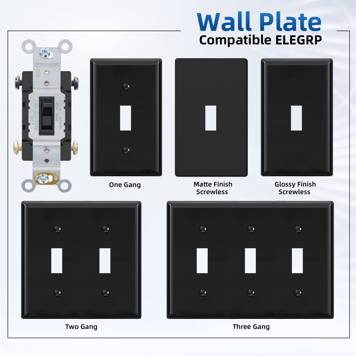 ELEGRP 4-Way Toggle Light Switch, 15 Amp, 120-277V, Quiet On/Off Wall Switch, Self-Grounding, Quick Push-In Wiring, UL Listed (10 Pack)