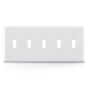 ELEGRP 5-Gang Toggle Switch Wall Plate, Standard Size 4.52" x 10.03", Unbreakable Thermoplastic, UL Listed (1 Pack)