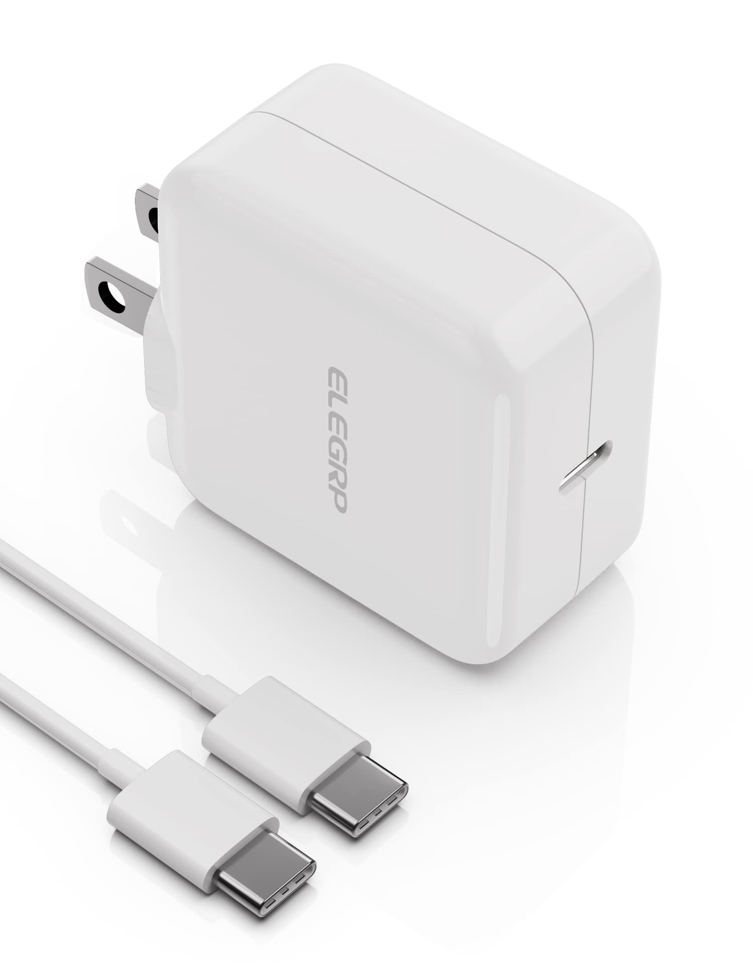 🎄50% OFF🎄 ELEGRP 65W USB C GaN Charger Cube, PD Power Delivery Fast Type C Charging Block Include Cable, Wall Charger with Foldable Plug for iPhone, iPad, MacBook Pro, Pixel, Galaxy & More