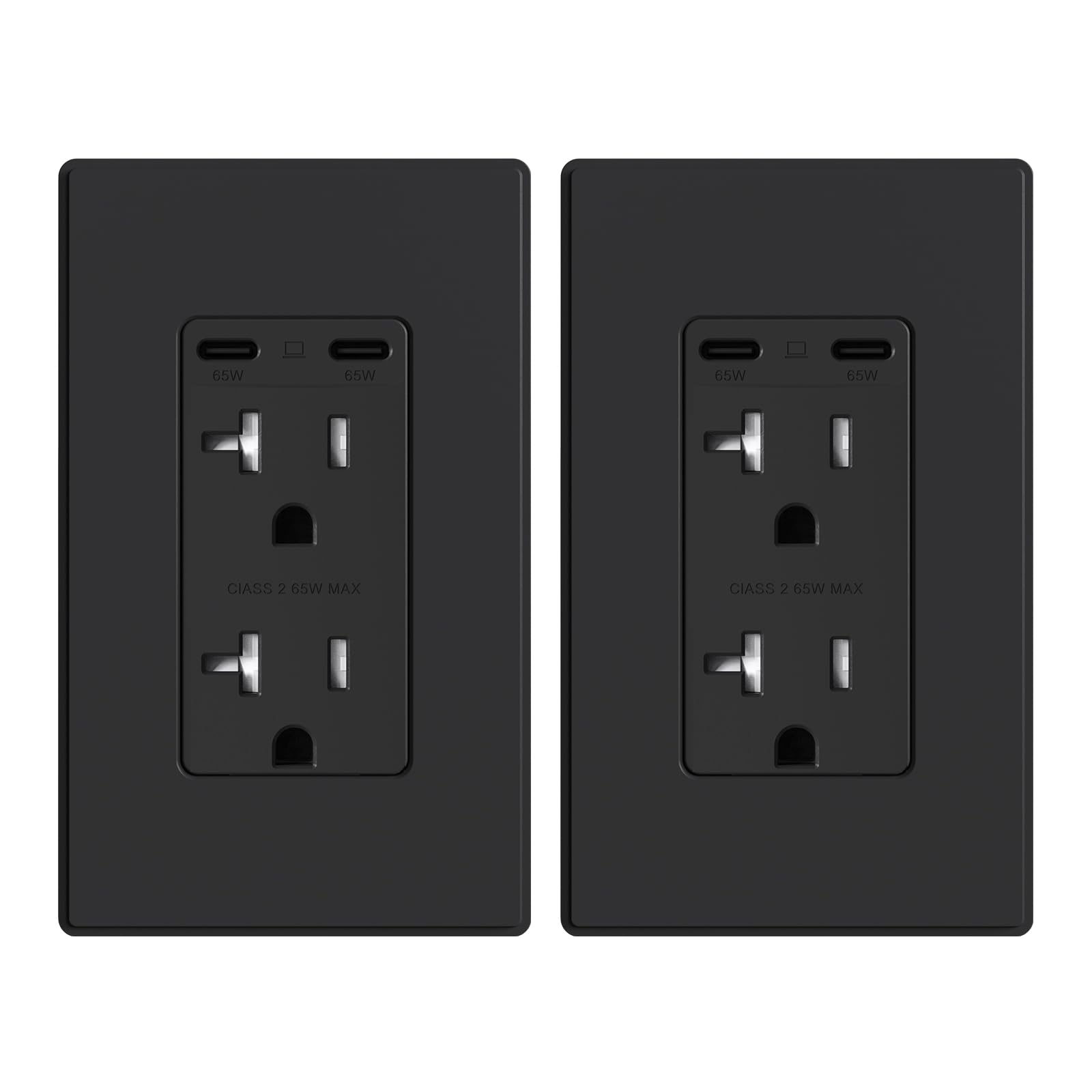 65W Tamper-Resistant Wall Outlet with Dual USB-C Ports