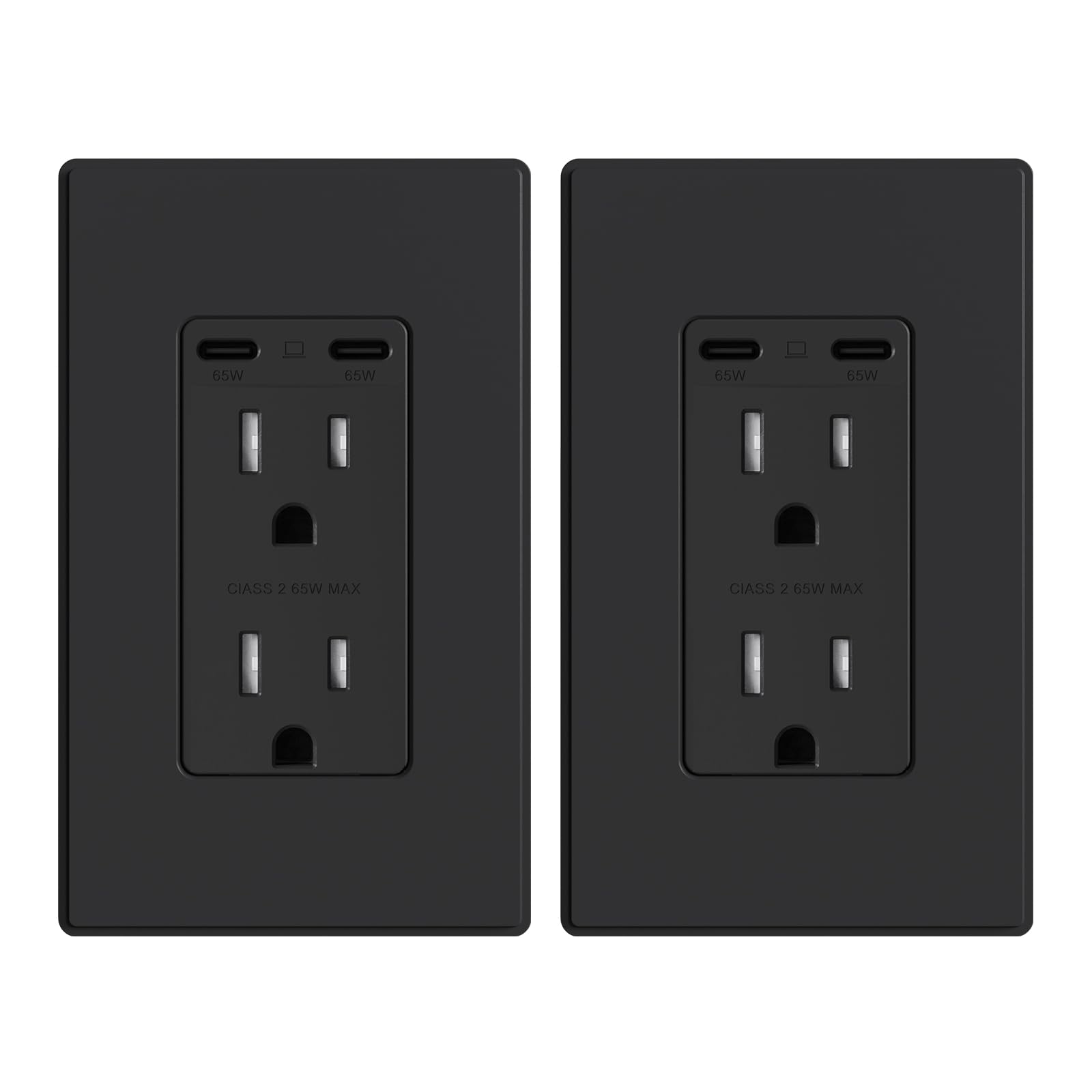 65W Tamper-Resistant Wall Outlet with Dual USB-C Ports