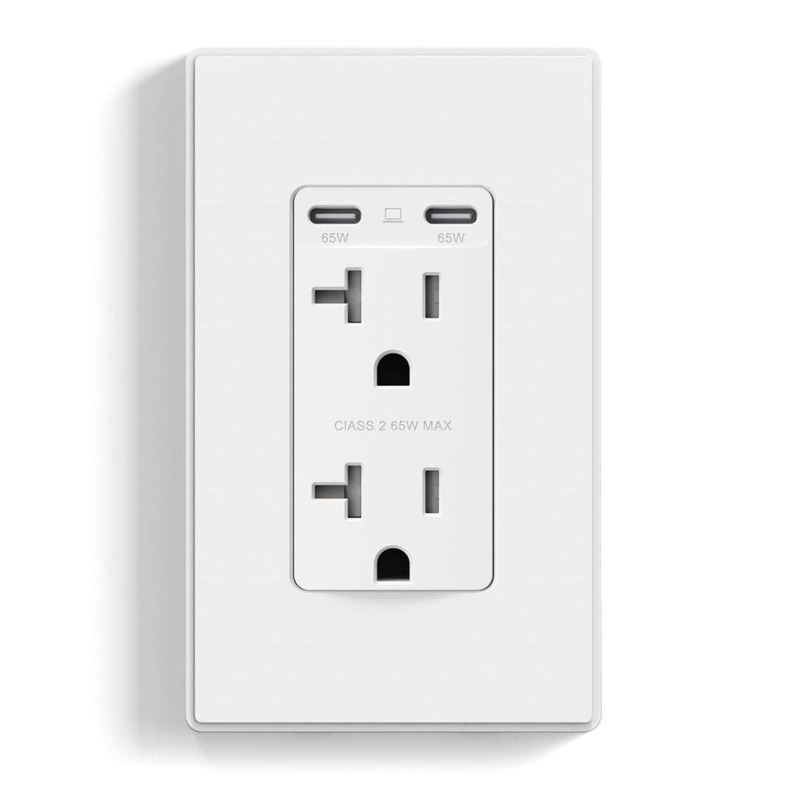 USB C/C, 65W Total Output, Fast Charging Outlet with 15A/20A, Tamper-Resistant Wall Outlet