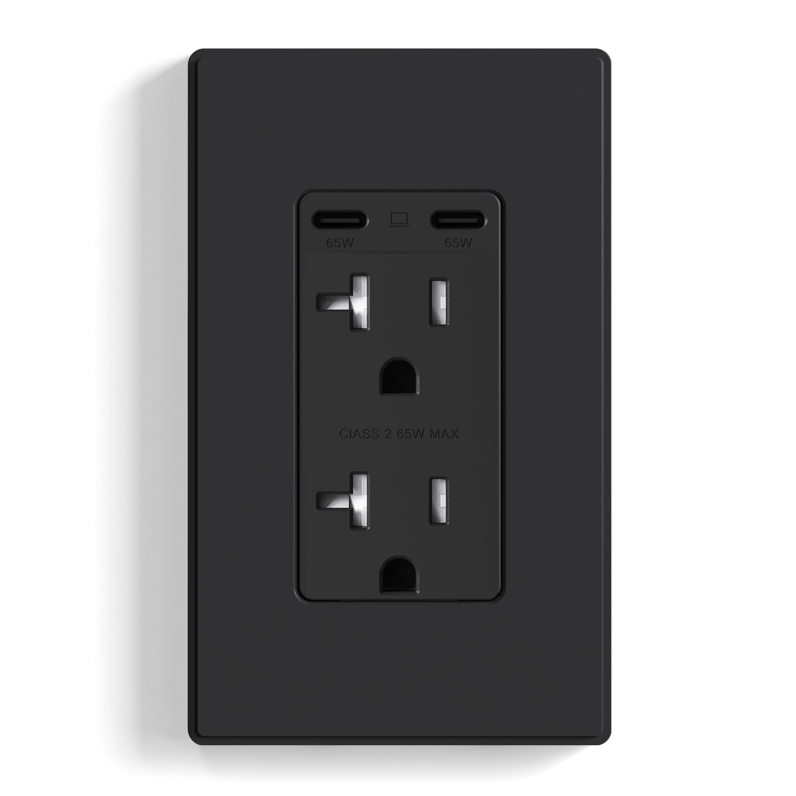 65W Tamper-Resistant Wall Outlet with Dual USB-C Ports