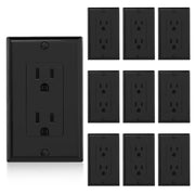ELEGRP Decorator Receptacle, 15A 125V Standard Electrical Outlet, 2 Pole 3 Wire, Non-Tamper Resistant, Self-Grounding, NEMA 5-15R (10 Pack)