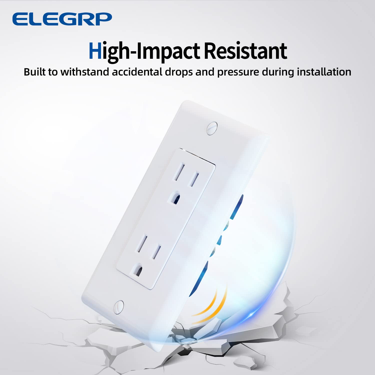 ELEGRP Decorator Receptacle, 15A 125V Standard Electrical Outlet, 2 Pole 3 Wire, Non-Tamper Resistant, Self-Grounding, NEMA 5-15R (10 Pack)
