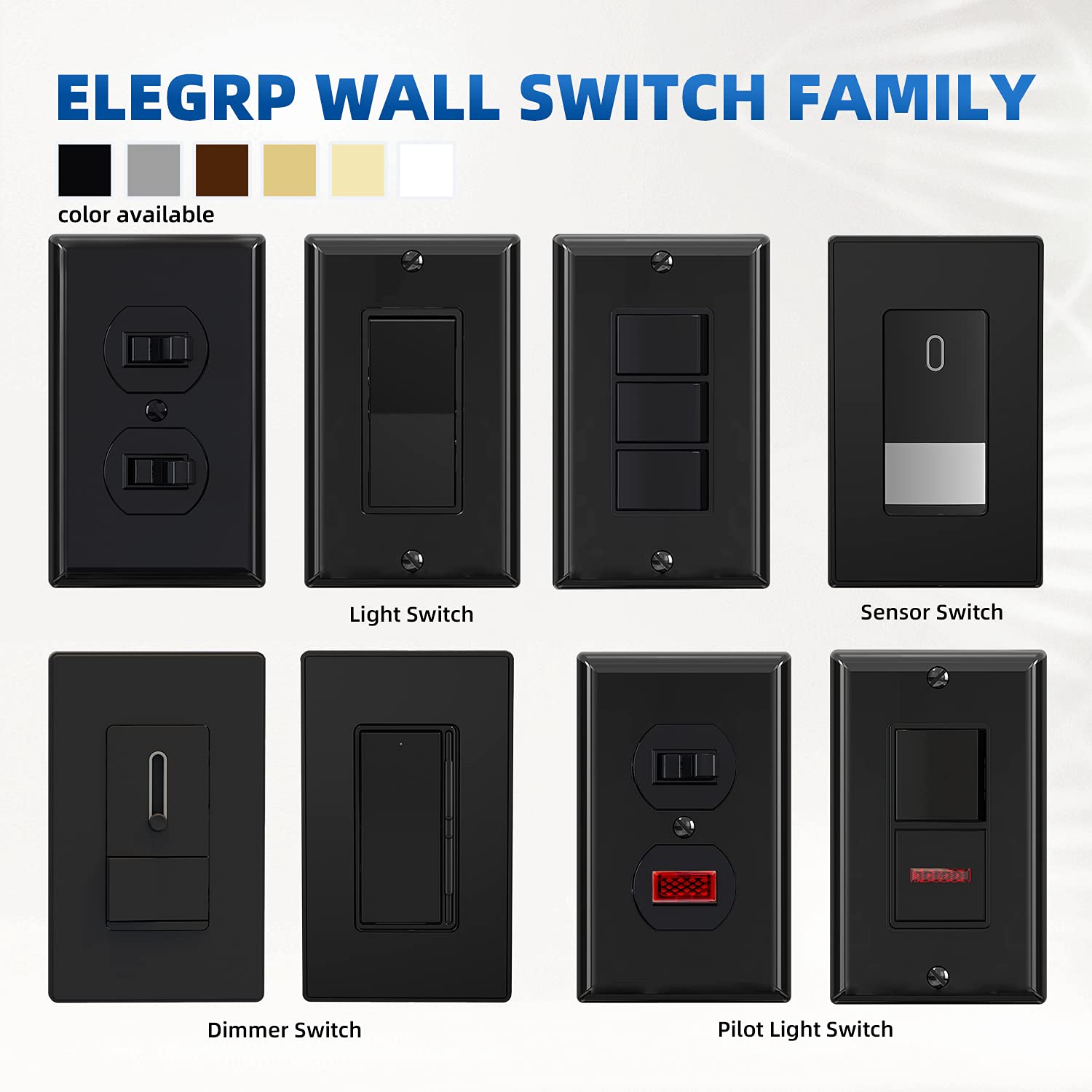 ELEGRP Combination Light Switch, 3 Single Pole Decorative Switches, 15A 125V, Wall Plate Included, Durable Thermoplastic, Easy Installation