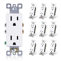 ELEGRP Decorative Outlets 2 Pole 3 Wire Grounding 15A 125V TR or Standard Receptacle for Residential Use （10 Pack）