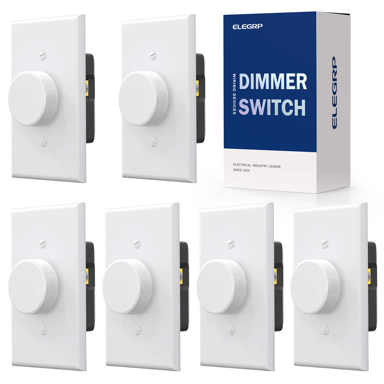 ELEGRP Digital Rotating Dimmer Switch, Single Pole/3-Way, for LED, CFL, and Incandescent Bulbs, Wall Plate Included, UL Listed