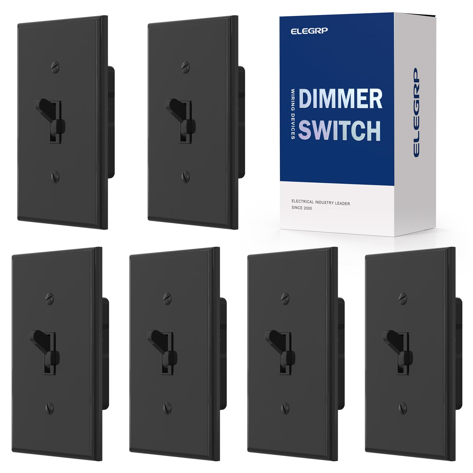 ELEGRP Digital Toggle Dimmer Switch, Single-Pole/3-Way, for LED, CFL, Incandescent Bulbs, Wall Plate Included, UL Listed