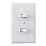 ELEGRP Double Toggle Light Switch, Dual Single-Pole Electrical Switch, 15A 120V, Self-Grounding, Wall Plate Included, UL Listed