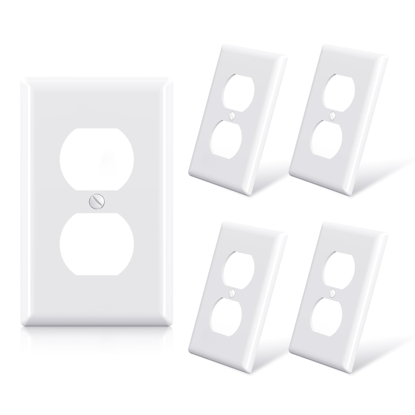 ELEGRP Duplex Receptacle Wall Plate, 1-Gang, Unbreakable Polycarbonate Outlet Cover, UL Listed, Screwless Design (5 Pack)