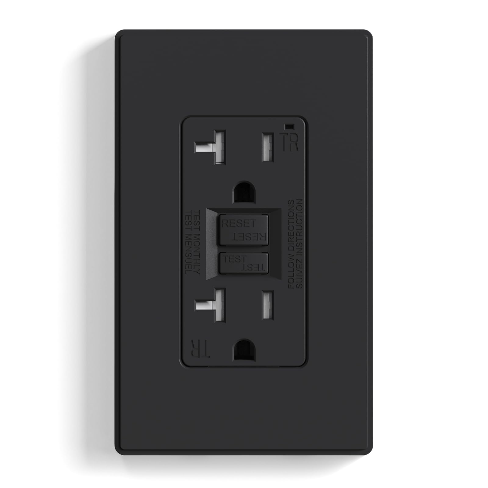 ELEGRP GFCI Outlet, Tamper-Resistant, Self-Test Every 5 Seconds, 15A/20A, UL Listed, Slim Design, Wall Plate Included