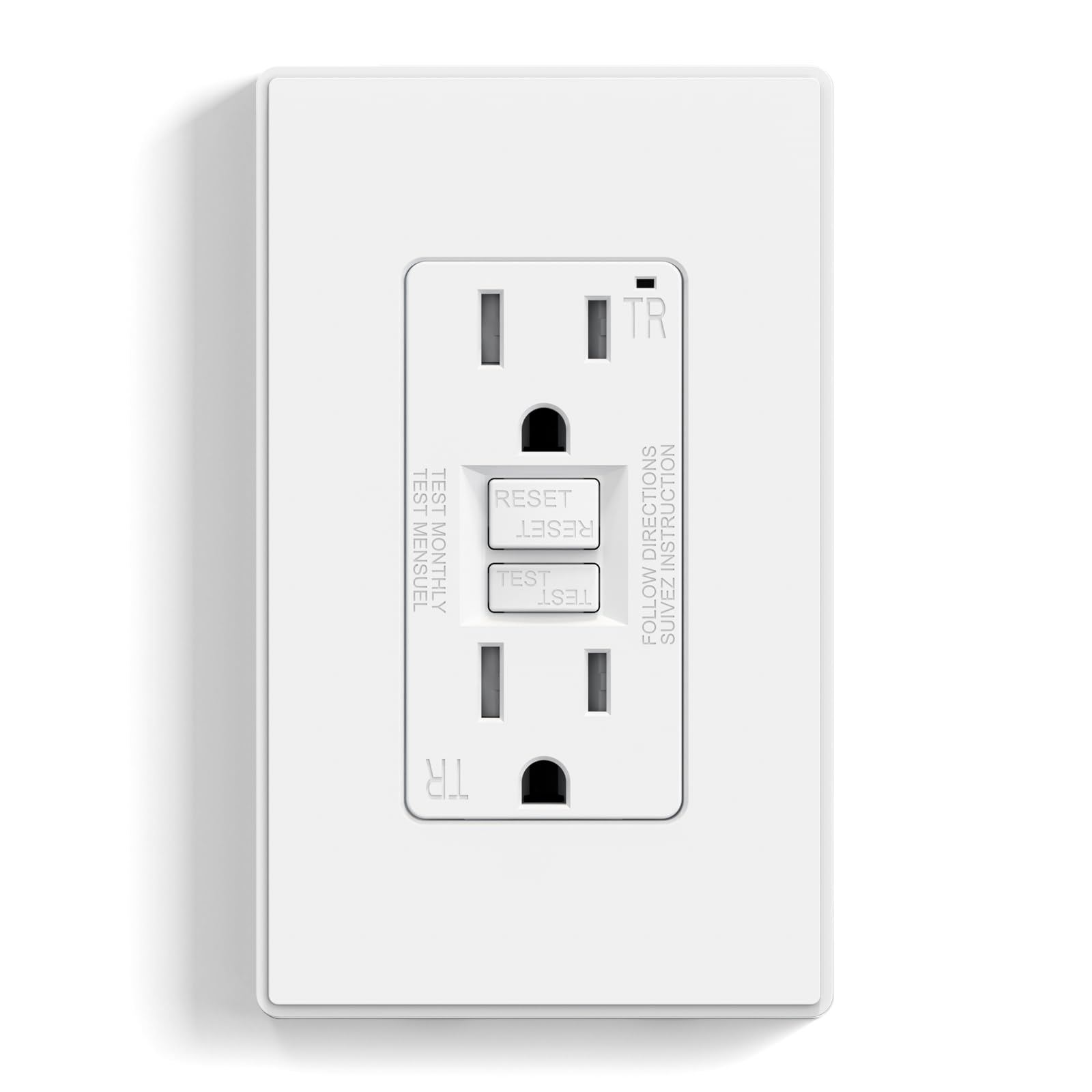 ELEGRP Outdoor GFCI Outlet, Weather & Tamper Resistant, Self-Test Every 5 Seconds, 15A/20A, Slim Design, UL Listed, Wall Plate Included