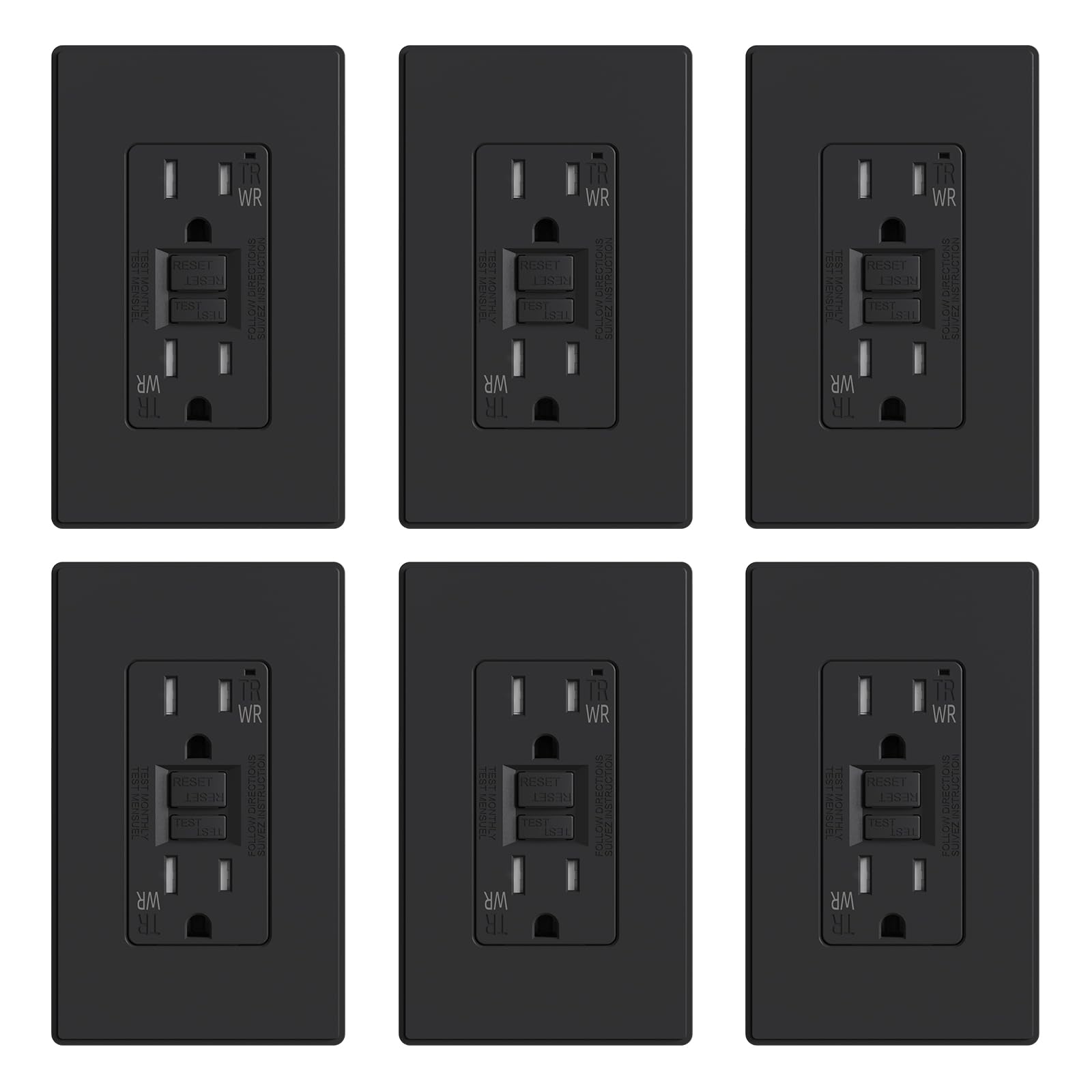 ELEGRP Outdoor GFCI Outlet, Weather & Tamper Resistant, Self-Test Every 5 Seconds, 15A/20A, Slim Design, UL Listed, Wall Plate Included