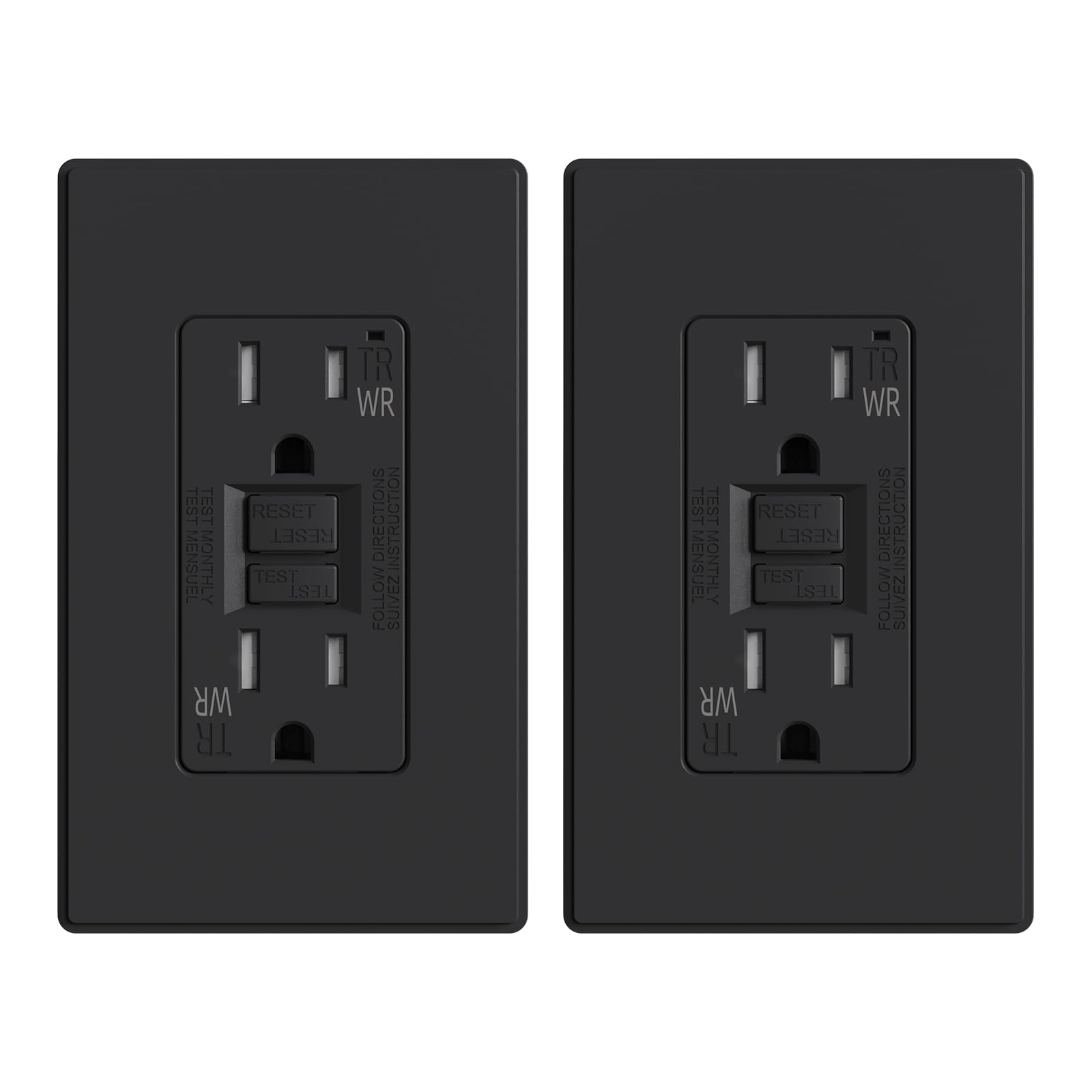 ELEGRP Outdoor GFCI Outlet, Weather & Tamper Resistant, Self-Test Every 5 Seconds, 15A/20A, Slim Design, UL Listed, Wall Plate Included