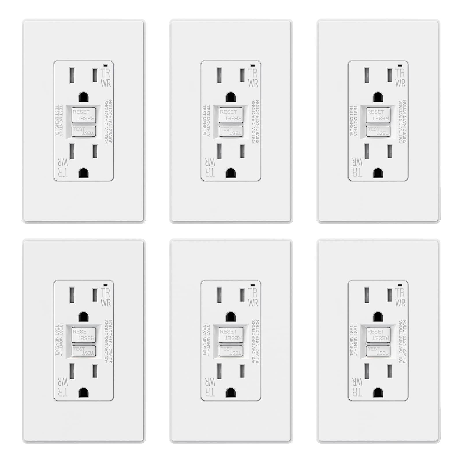ELEGRP Outdoor GFCI Outlet, Weather & Tamper Resistant, Self-Test Every 5 Seconds, 15A/20A, Slim Design, UL Listed, Wall Plate Included