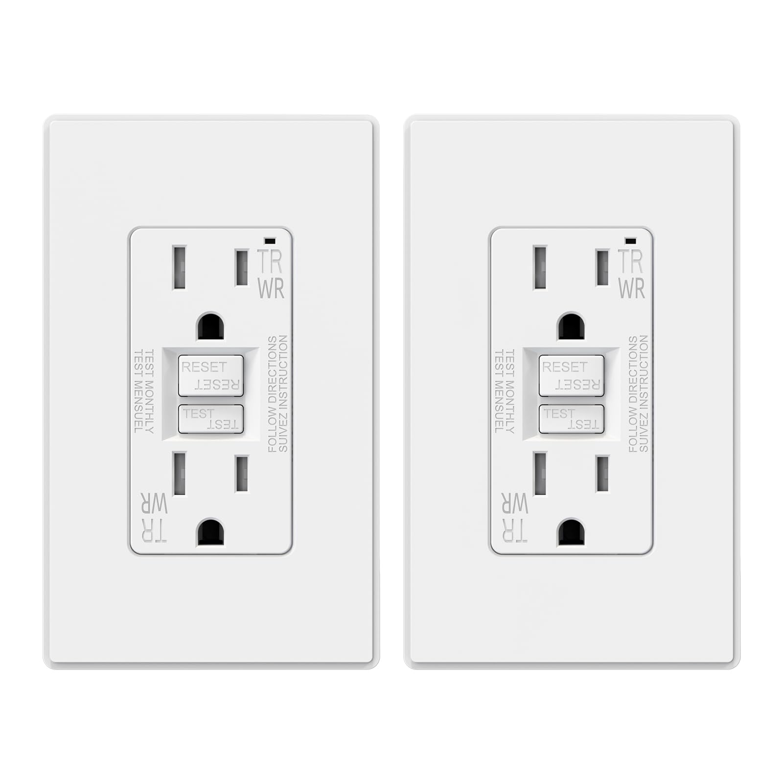 ELEGRP Outdoor GFCI Outlet, Weather & Tamper Resistant, Self-Test Every 5 Seconds, 15A/20A, Slim Design, UL Listed, Wall Plate Included