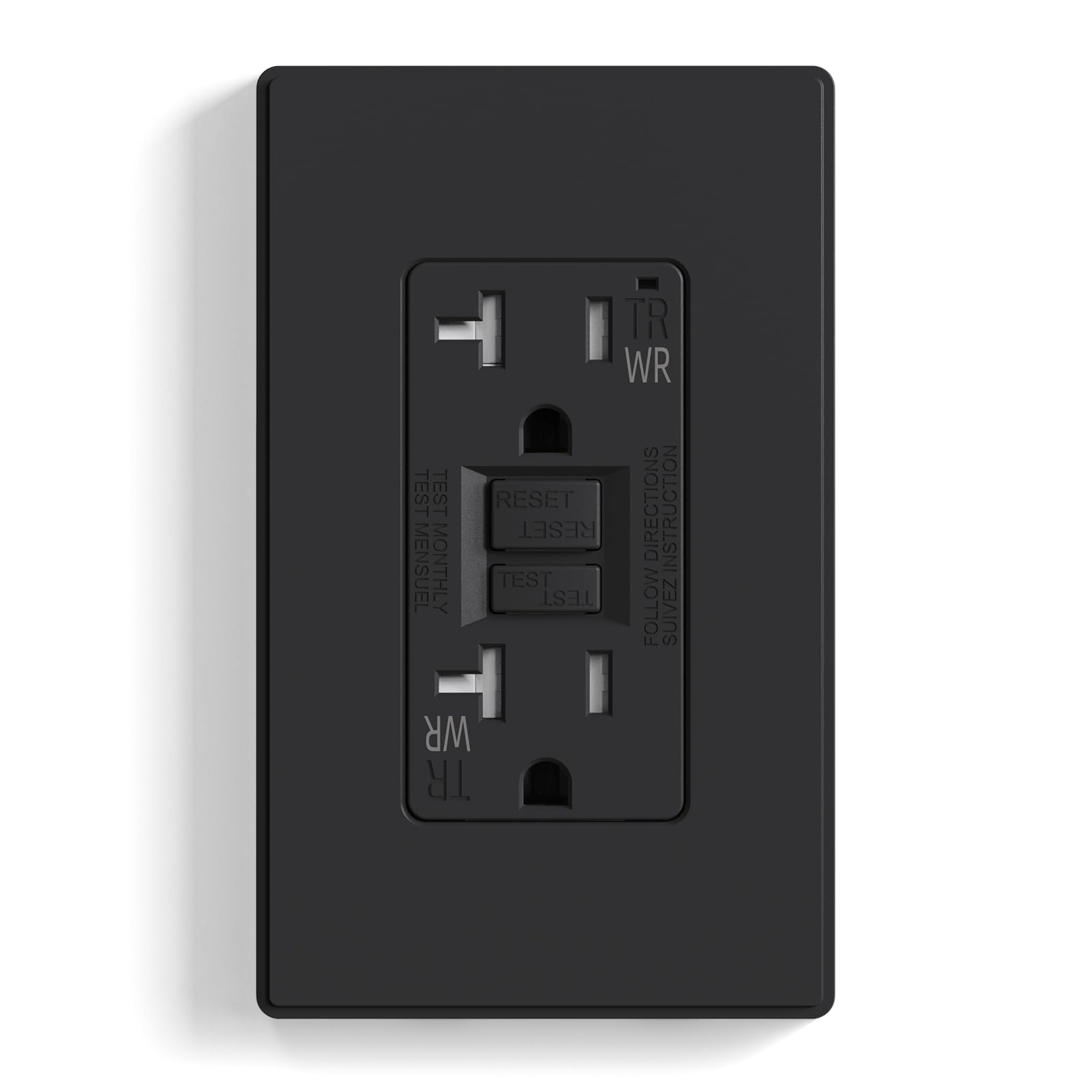 ELEGRP Outdoor GFCI Outlet, Weather & Tamper Resistant, Self-Test Every 5 Seconds, 15A/20A, Slim Design, UL Listed, Wall Plate Included