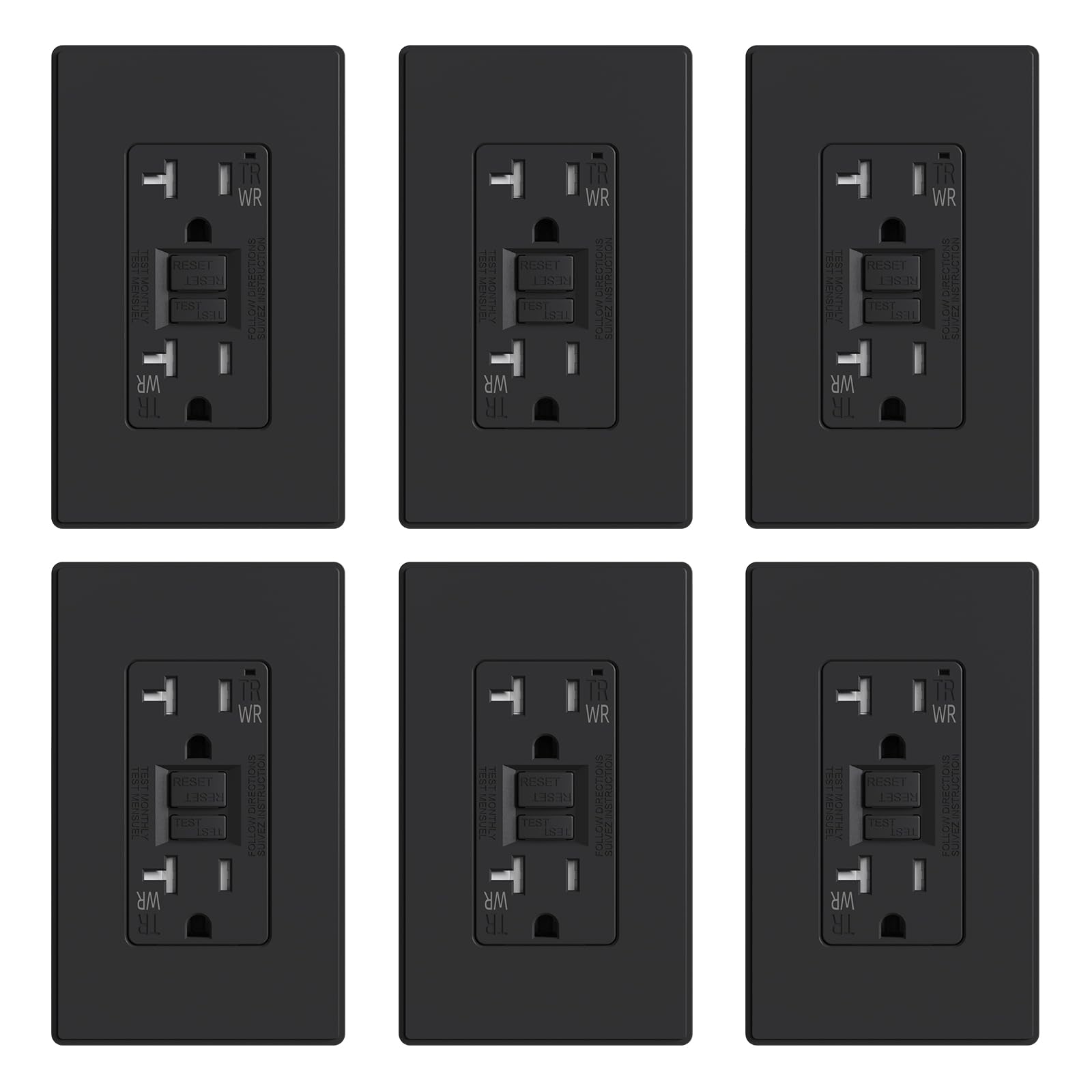 ELEGRP Outdoor GFCI Outlet, Weather & Tamper Resistant, Self-Test Every 5 Seconds, 15A/20A, Slim Design, UL Listed, Wall Plate Included