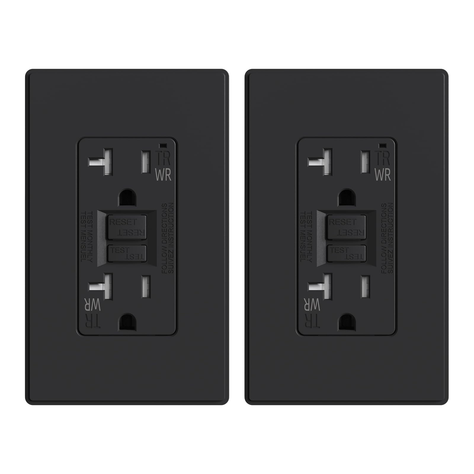 ELEGRP Outdoor GFCI Outlet, Weather & Tamper Resistant, Self-Test Every 5 Seconds, 15A/20A, Slim Design, UL Listed, Wall Plate Included