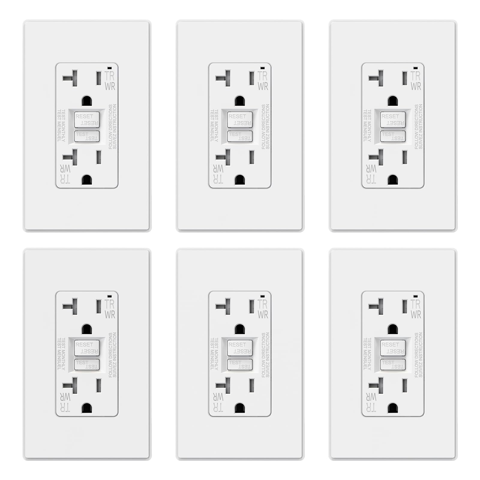 ELEGRP Outdoor GFCI Outlet, Weather & Tamper Resistant, Self-Test Every 5 Seconds, 15A/20A, Slim Design, UL Listed, Wall Plate Included