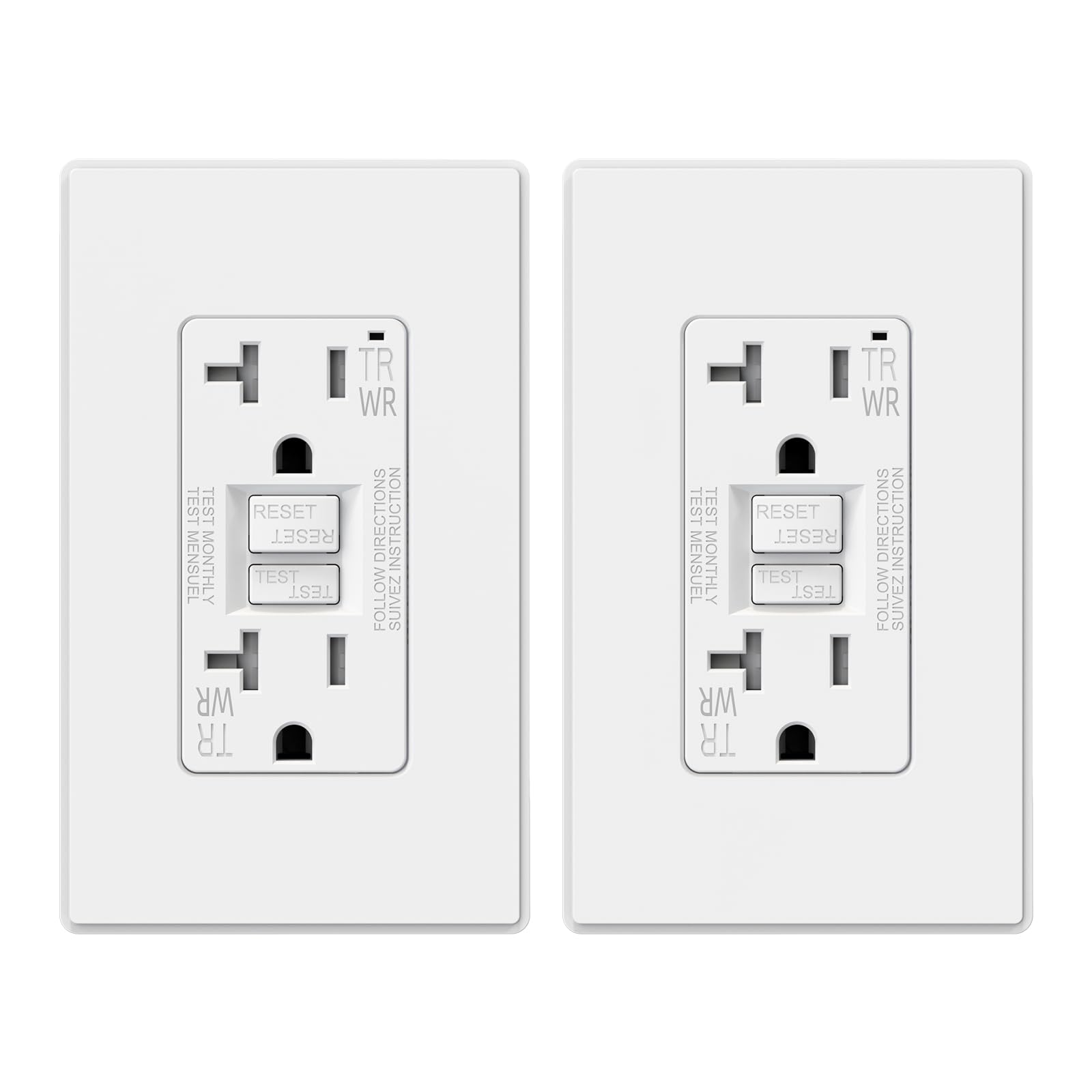 ELEGRP Outdoor GFCI Outlet, Weather & Tamper Resistant, Self-Test Every 5 Seconds, 15A/20A, Slim Design, UL Listed, Wall Plate Included