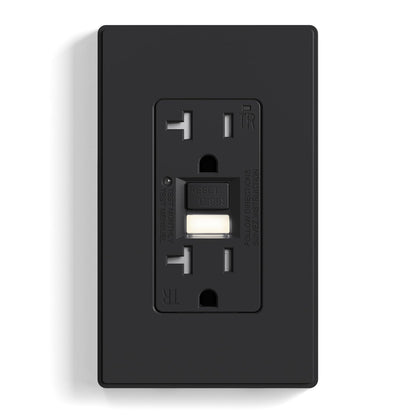 ELEGRP GFCI Outlet w/Nightlight, Self-Test GFI Electrical Outlet w/Thinner Design, Tamper Resistant GFCI Receptacle, Ground Fault Receptacle w/Wall Plate