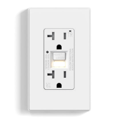 ELEGRP GFCI Outlet w/Nightlight, Self-Test GFI Electrical Outlet w/Thinner Design, Tamper Resistant GFCI Receptacle, Ground Fault Receptacle w/Wall Plate