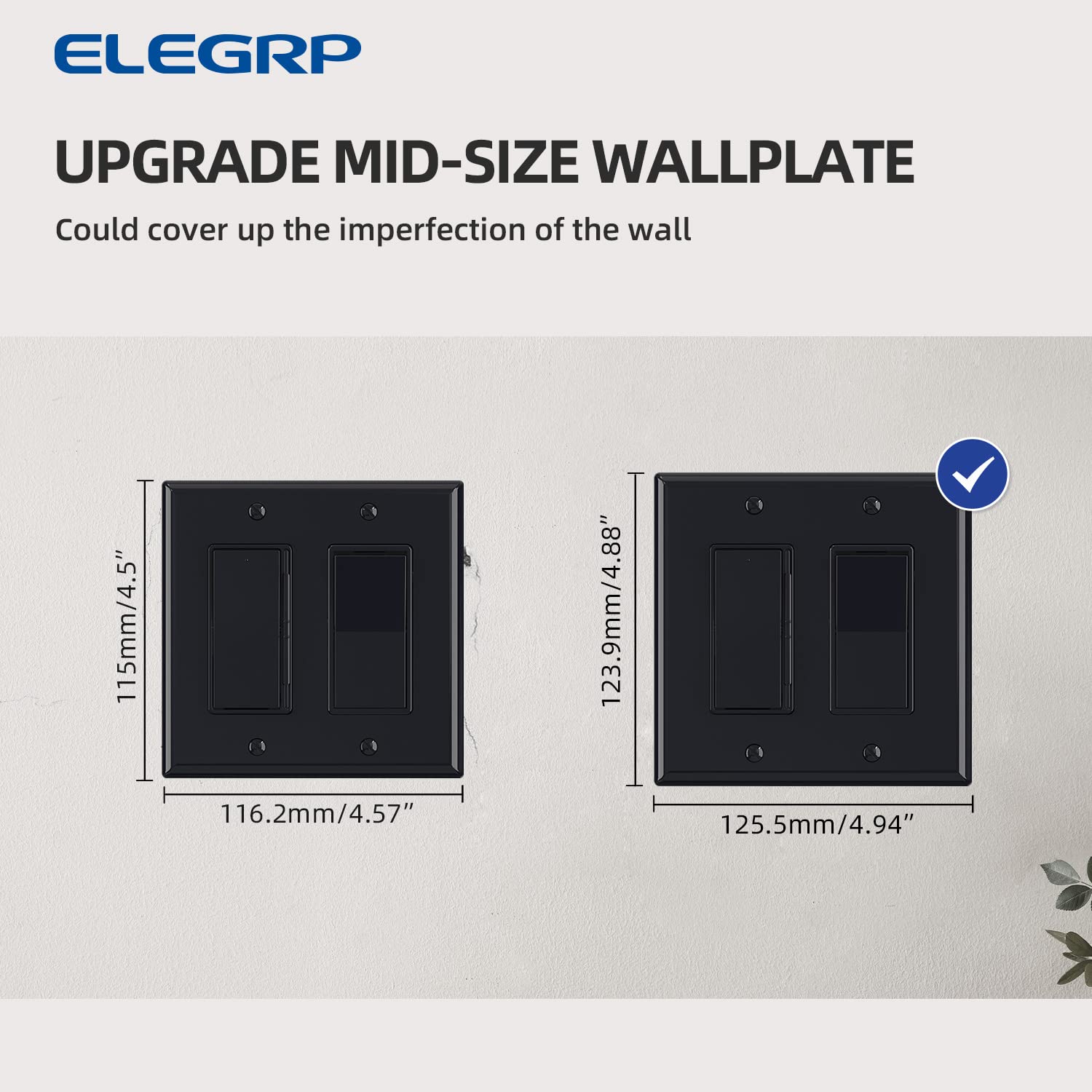 ELEGRP Glossy  1-Gang 2-Gang 3-GangMid-Size Wall Plate, 5 Pack