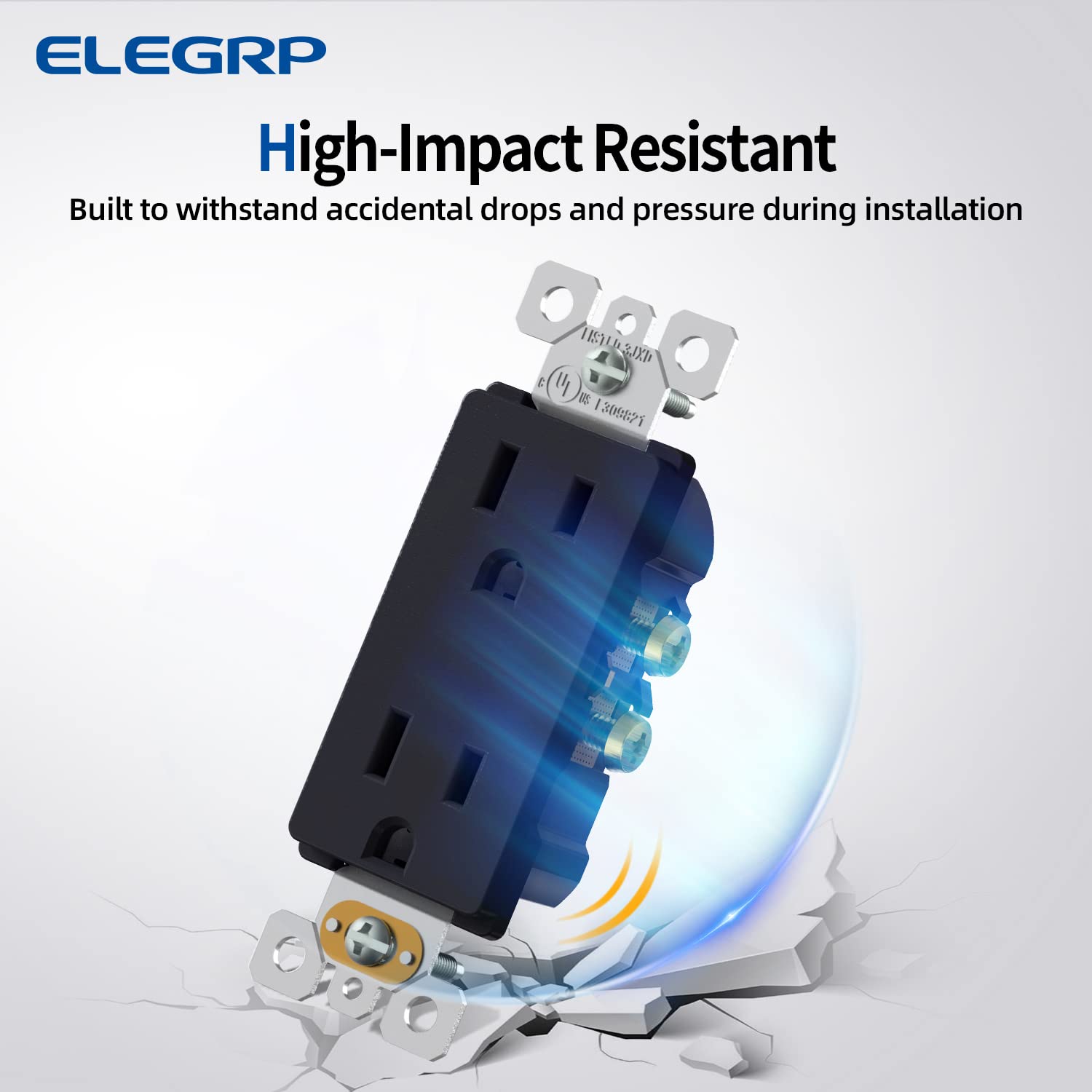 ELEGRP Decorative Outlets, 2 Pole 3 Wire Grounding, 15A 125V, TR or Standard Receptacle for Residential Use, Matte Finish (10 Pack)