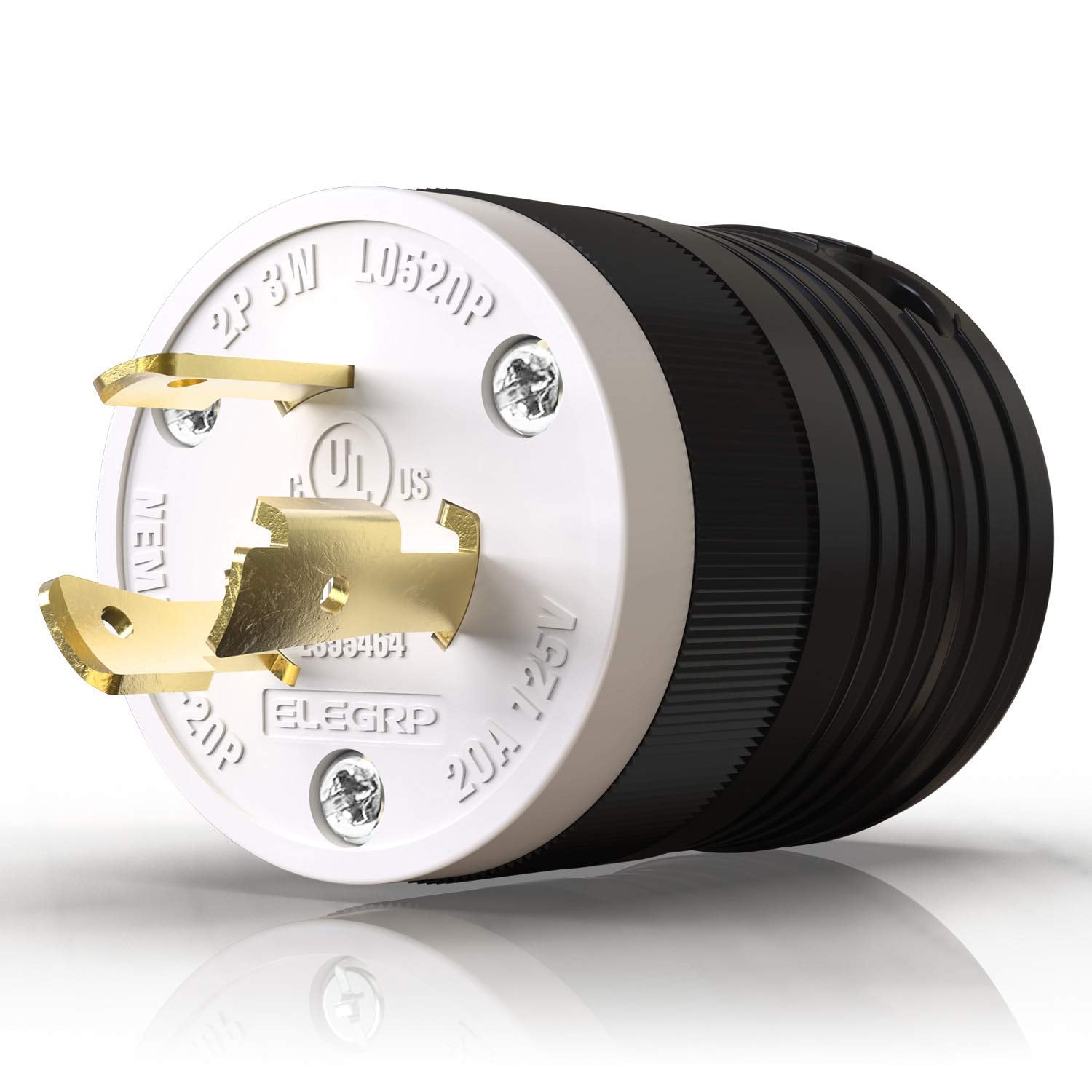 ELEGRP NEMA L5-20P & L5-20R Locking Plug and Connector Set, Generator Twist Lock Adapter, 20A 125V, 2-Pole 3-Wire Grounding