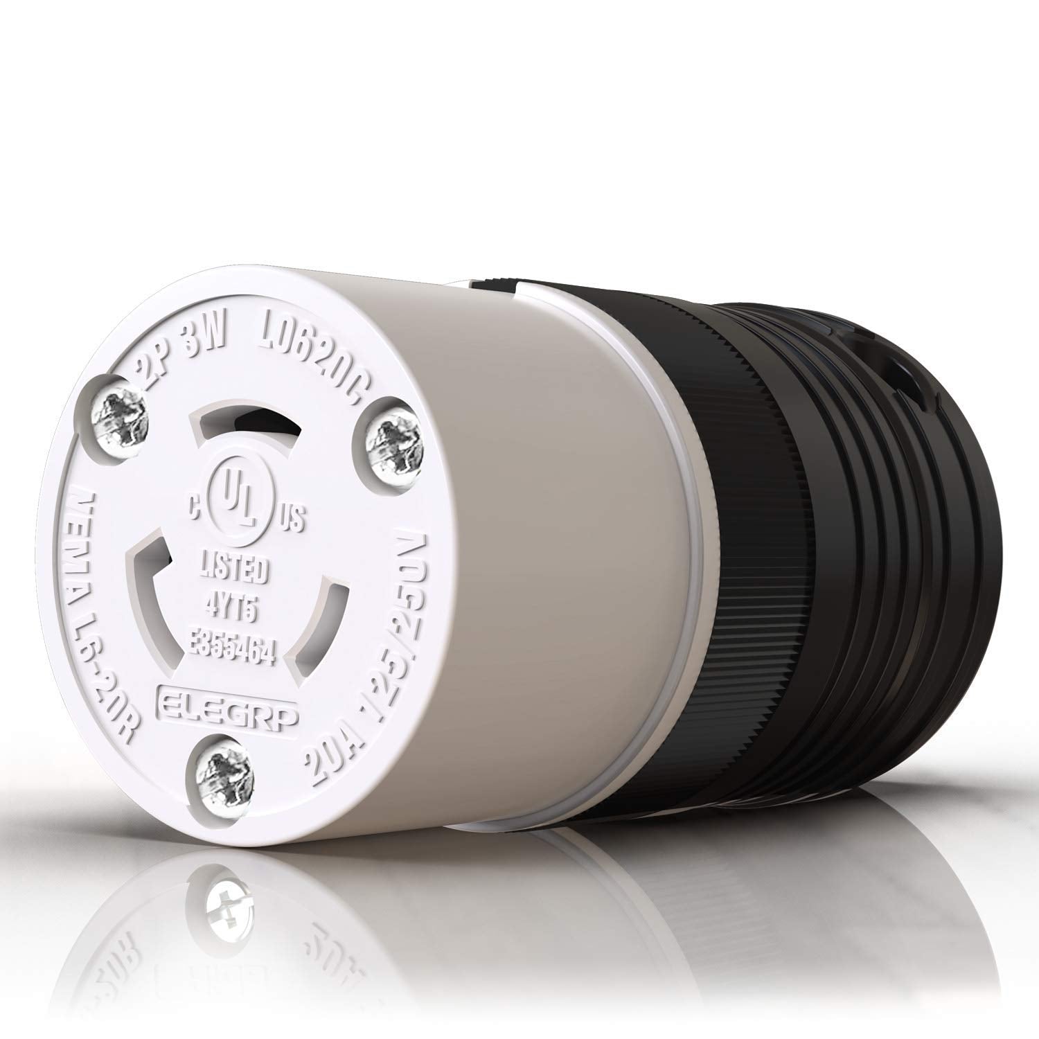 ELEGRP Twist Lock Adapter, NEMA L6-20P & L6-20R, 20A 250V, 2 Pole 3 Wire Grounding Plug & Connector Set, Heavy-Duty Design