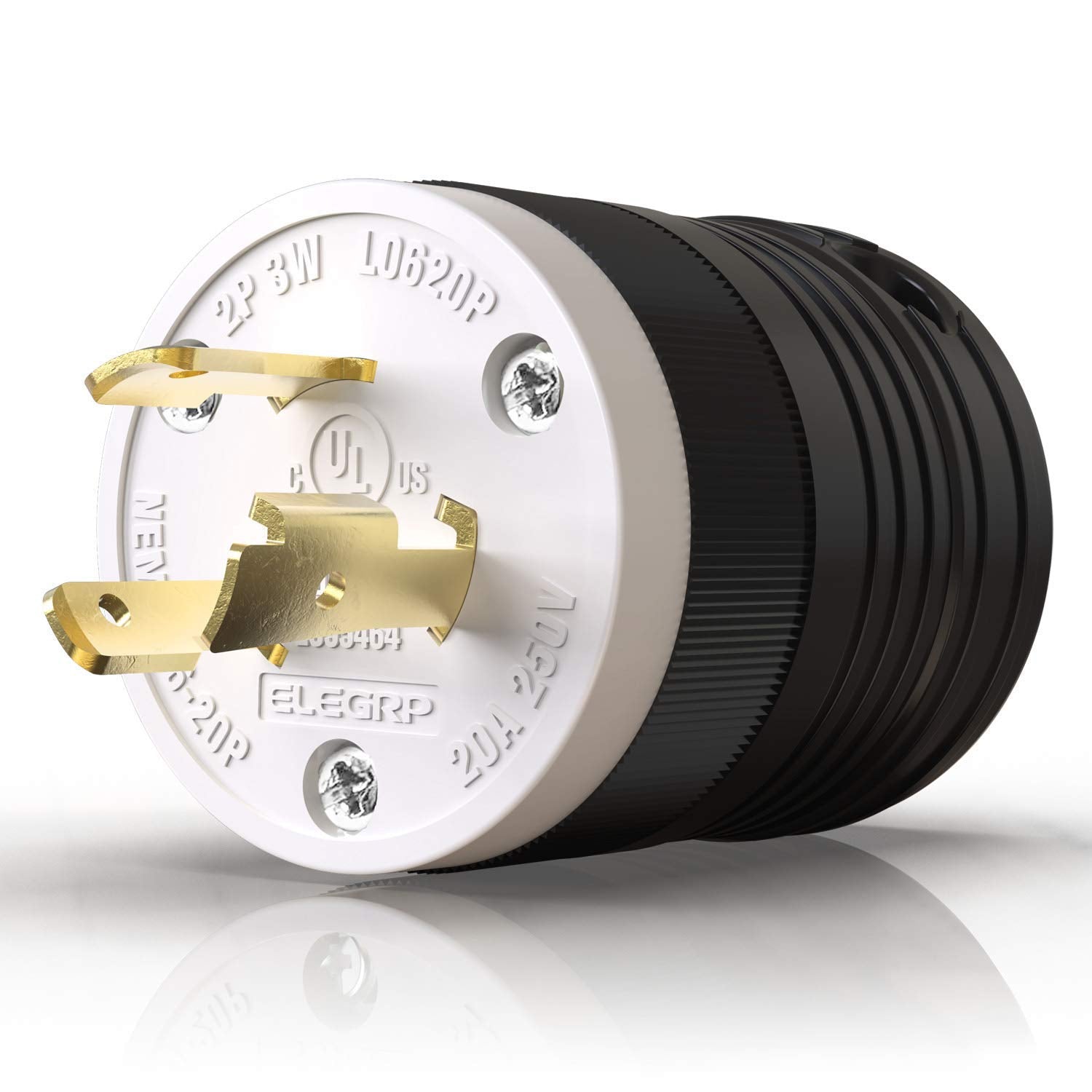 ELEGRP Twist Lock Adapter, NEMA L6-20P & L6-20R, 20A 250V, 2 Pole 3 Wire Grounding Plug & Connector Set, Heavy-Duty Design