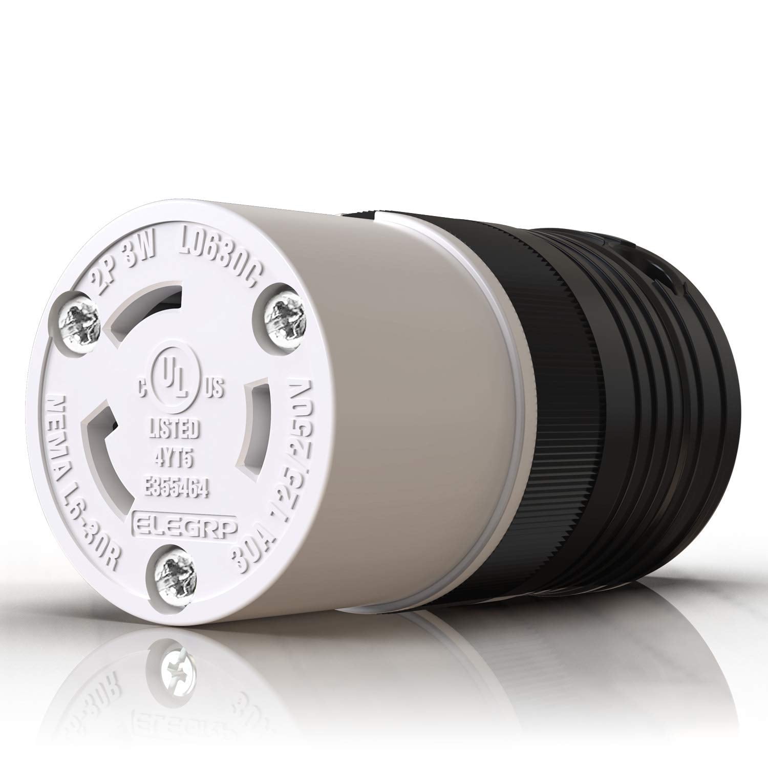 ELEGRP Twist Lock Adapter, NEMA L6-30P & L6-30R, 30A 250V, 2 Pole 3 Wire Grounding Plug & Connector Set, Heavy-Duty Design