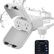 Outdoor Wi-Fi Smart Dimmer Plug with 2 Individually Controlled Sockets, IP66 Waterproof