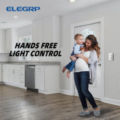 ELEGRP Motion Sensor Light Switch Single-pole or 2 Location Control and Wall Plate Included