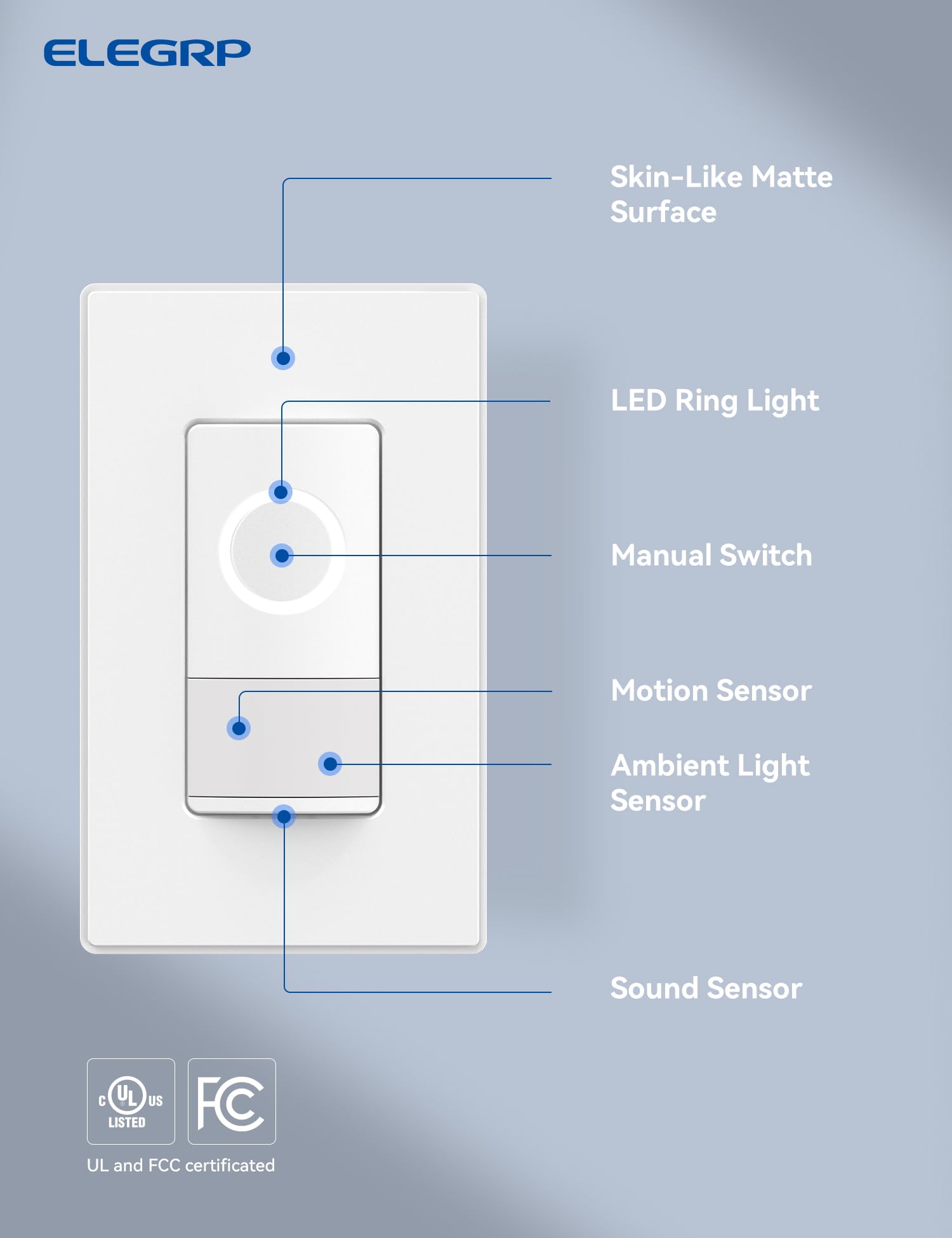 Wi-Fi Smart Motion Sensor Switch with Voice & App Control, Single Pole or 3-Way