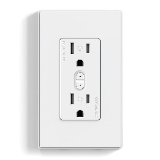 ELEGRP Smart In-Wall Outlet, 2.4GHz Wi-Fi Smart Receptacle Compatible with Alexa & Google Assistant, 2 Individually Controlled Outlets, No Hub Required, UL Listed