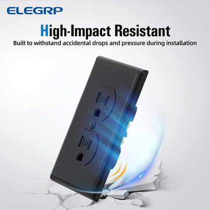 ELEGRP Tamper-Resistant Duplex Receptacle, 15A 125V Standard Electrical Duplex Wall Outlet, 2 Pole 3 Wire, 5-15R, Self-Grounding, Residential Grade, w/Wall Plate, UL Listed